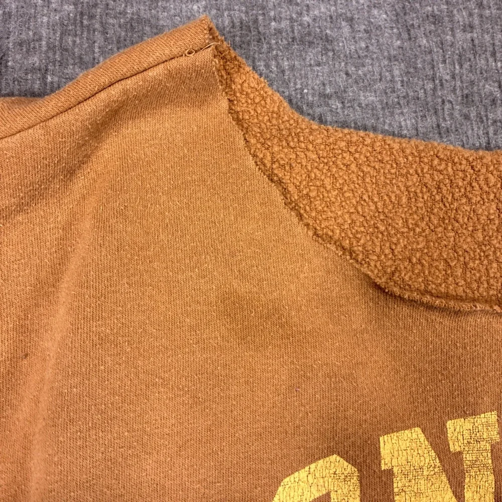 Baggy Montana Graphic Sweatshirt Womens XL Brown Distressed Raw Neck - Picture 4 of 10